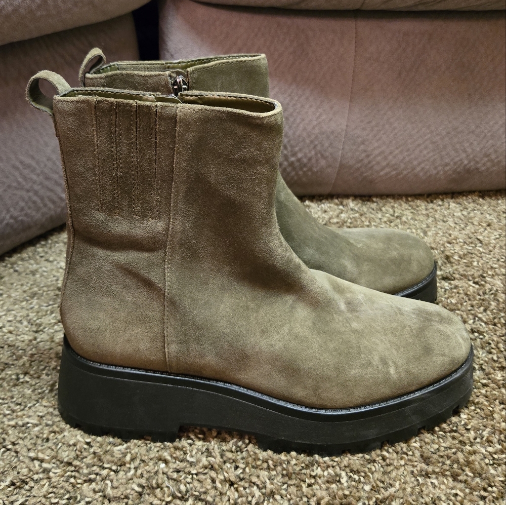 Vince Camuto army green suede boots